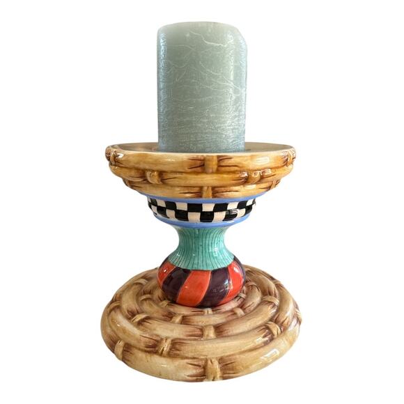 House of Hatten Vintage Hand Painted Ornate Candle Holder - Picture 2 of 11